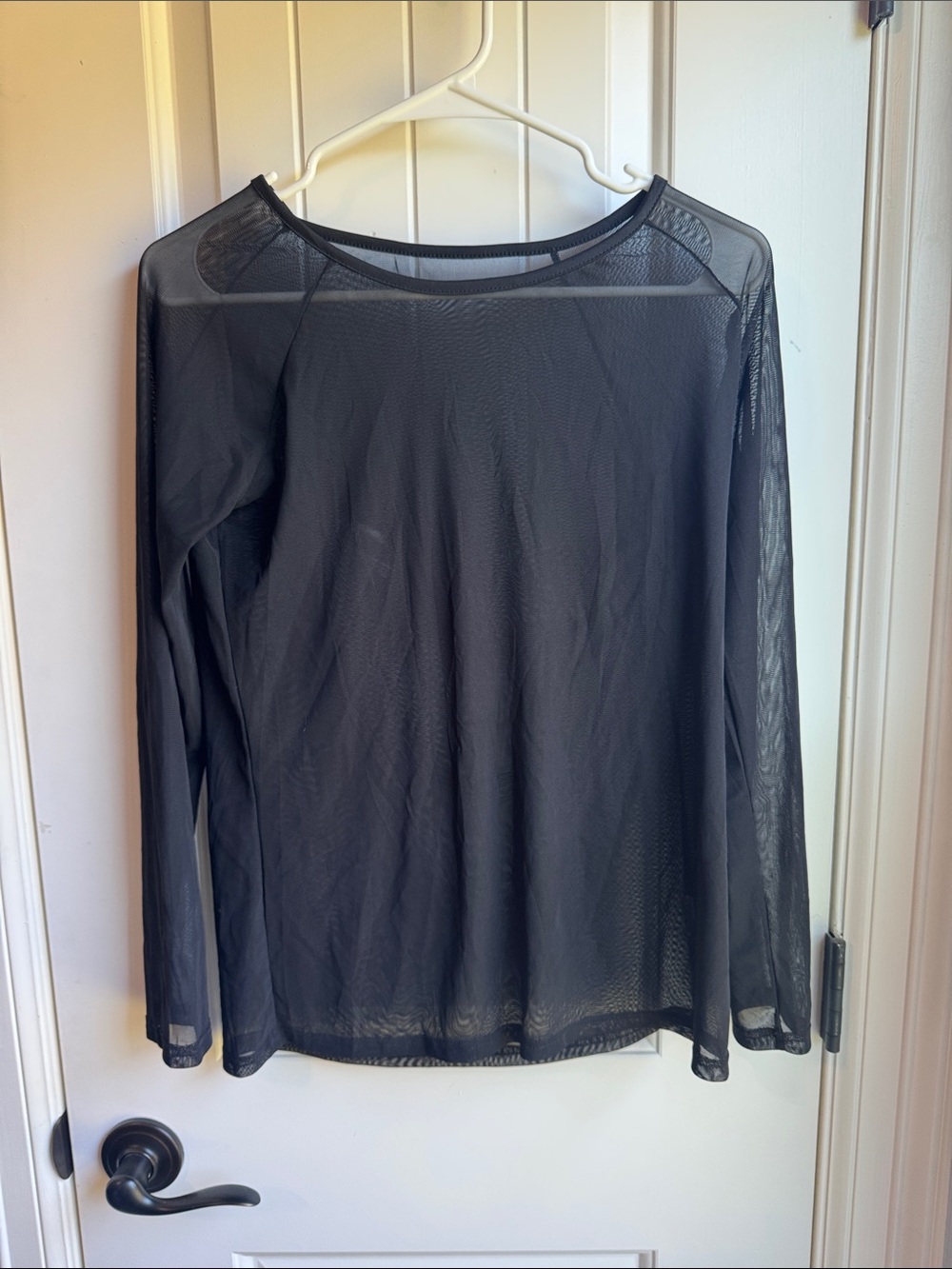 Black Long Sleeve Sheer Mesh Top - Women